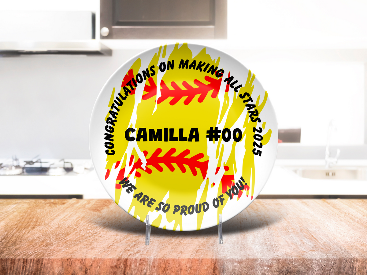 Personalized All-Star Softball Plate β Custom Name, Team & Year