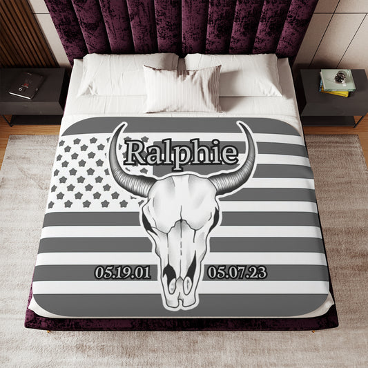 Ralphie White Flag on Grey Background
