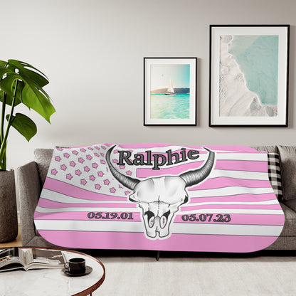 Ralphie White Flag on Pink Blanket