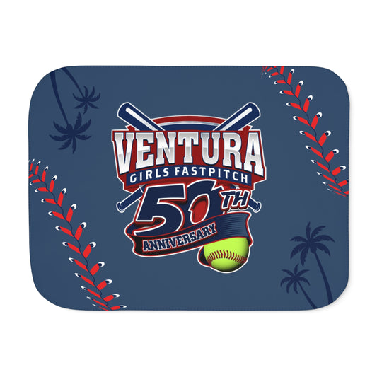 Light Blue 60x80 Palm Ventura Girls Fastpitch 50th Anniversary Sherpa Blanket