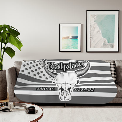 Ralphie White Flag on Grey Background