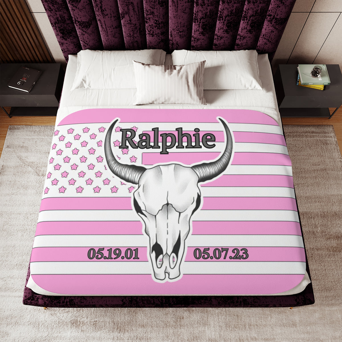 Ralphie White Flag on Pink Blanket