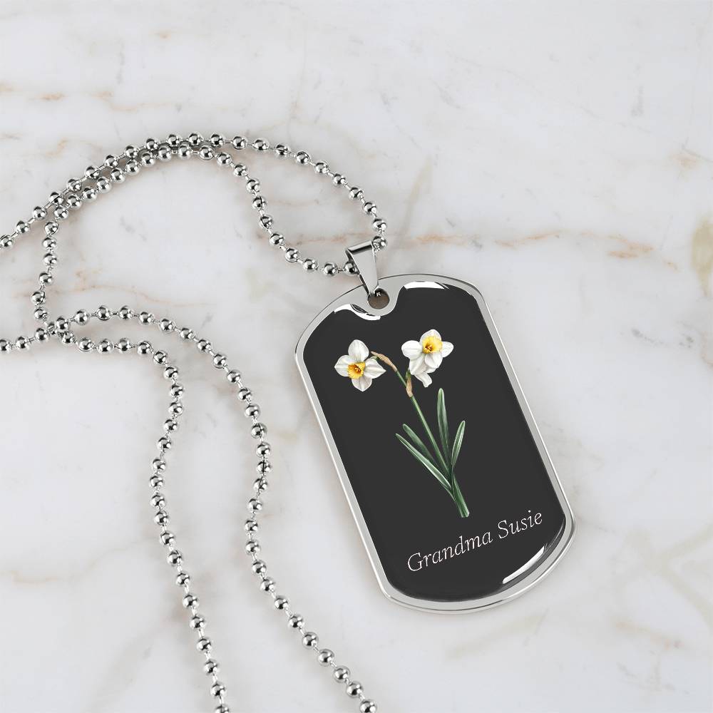 Memorial Remembrance Dog Tag Necklace with Engraving, For Her