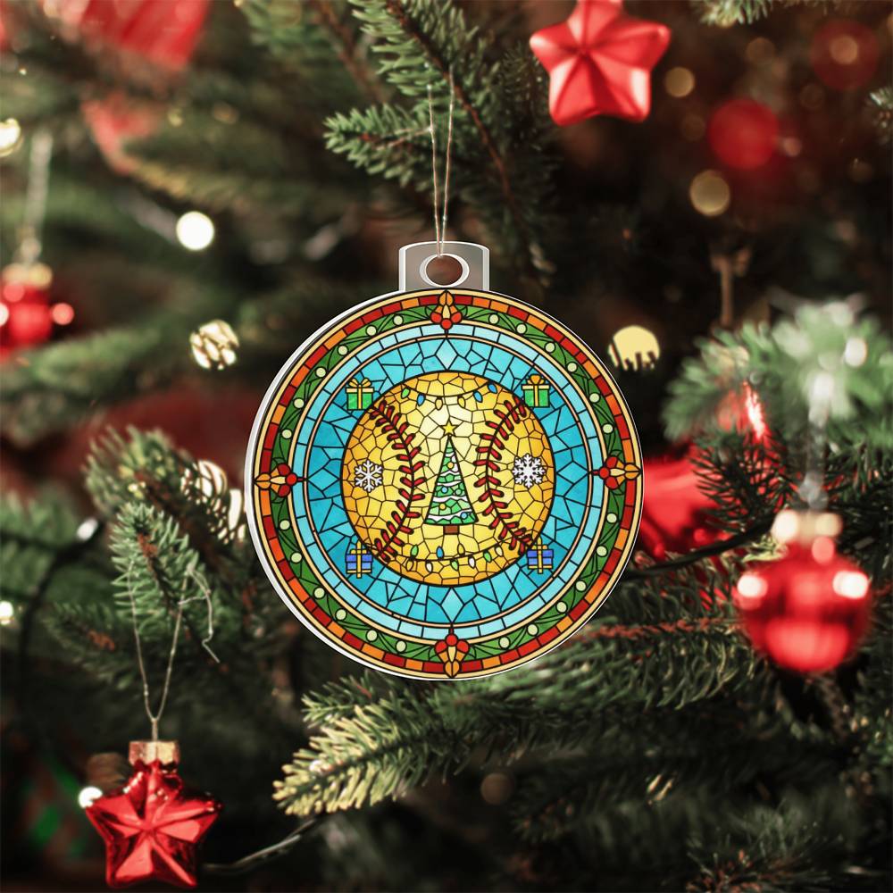 "Stained Glass" Softball Ornament (Acrylic)