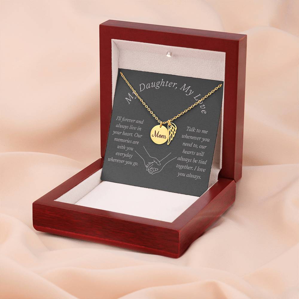 Memorial Necklace, Remembrance Necklace w/ Angel Wing Charm For Her
