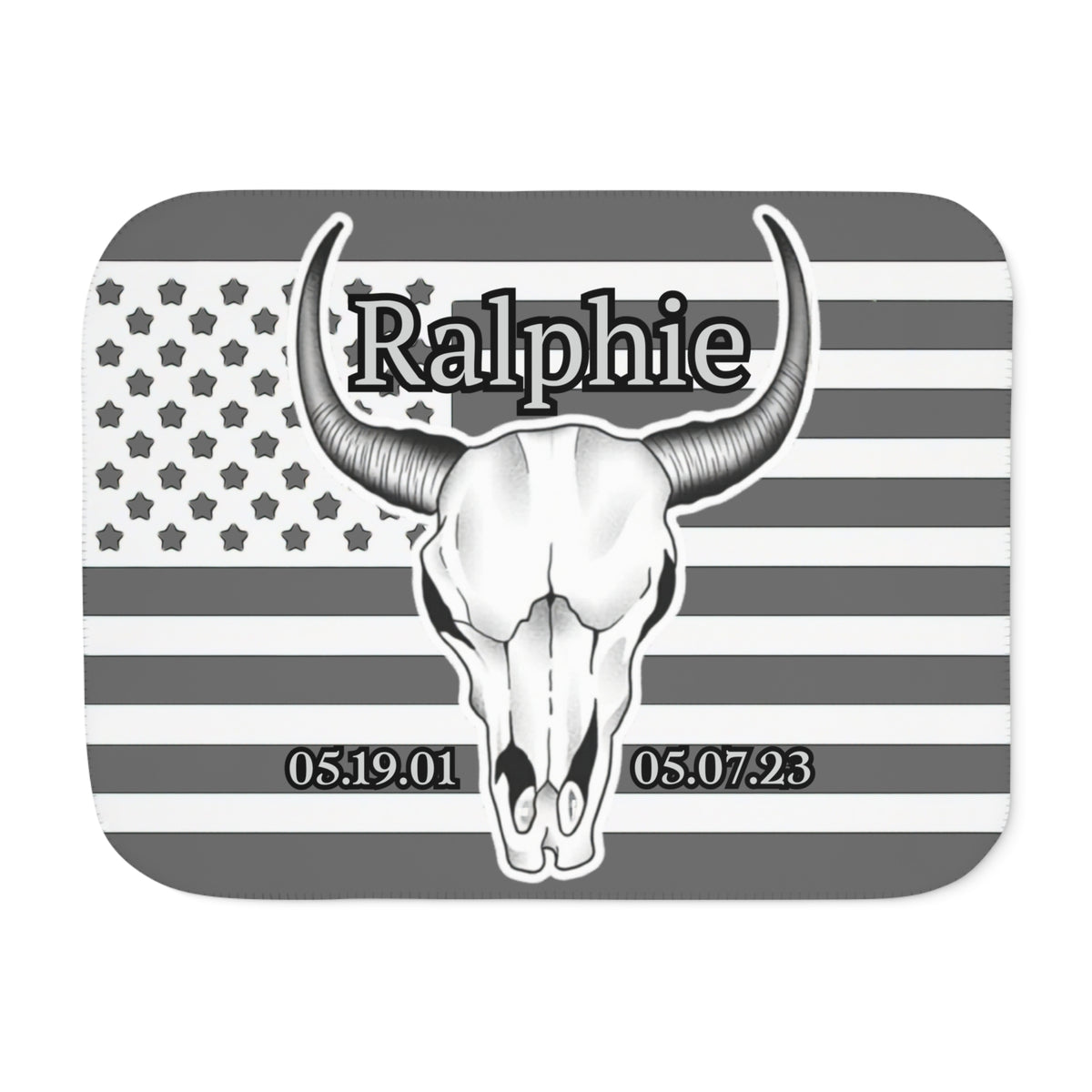 Ralphie White Flag on Grey Background