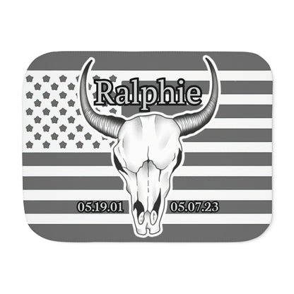 Ralphie White Flag on Grey Background