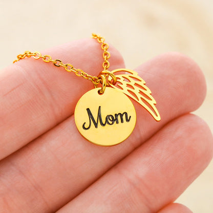 Memorial Necklace, Remembrance Necklace w/ Angel Wing Charm For Her