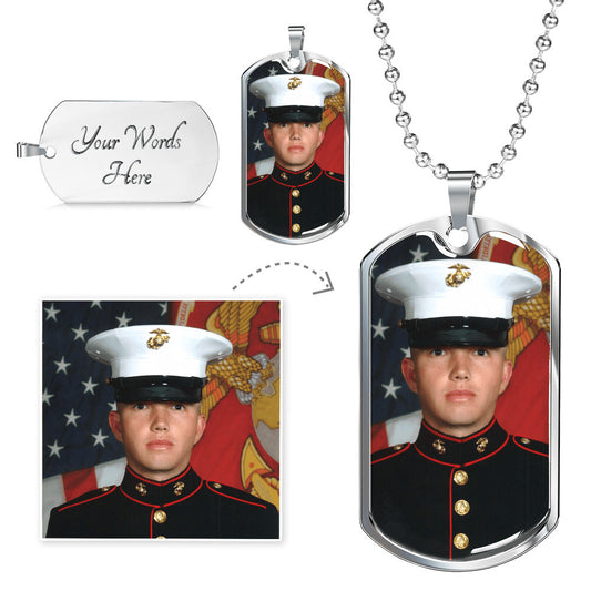Memorial Remembrance Dog Tag Necklace with Engraving, For Her