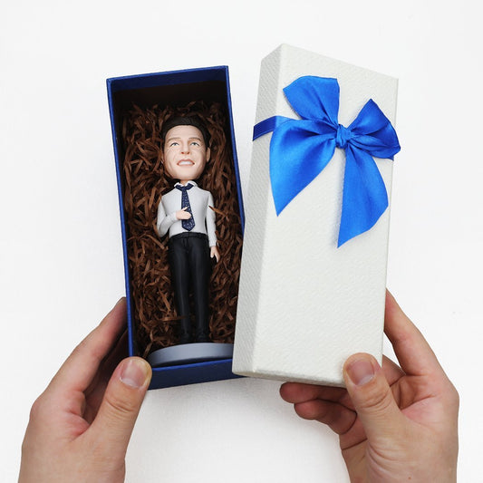 Custom Man And Surfboard Bobblehead With Engraved Text