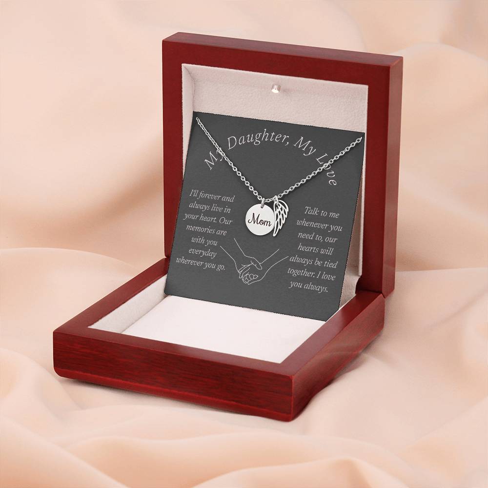 Memorial Necklace, Remembrance Necklace w/ Angel Wing Charm For Her