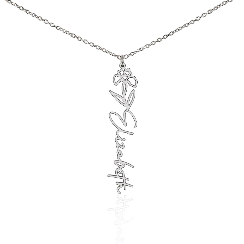 Birth Month Flower & Custom Name Necklace