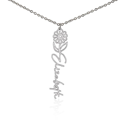 Birth Month Flower & Custom Name Necklace