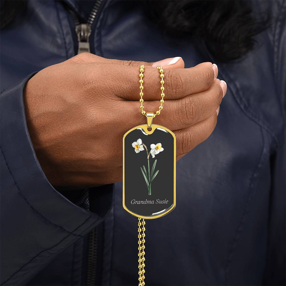 Memorial Remembrance Dog Tag Necklace with Engraving, For Her
