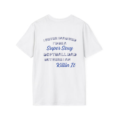 Sexy Softball Dad Shirt - Blue Text